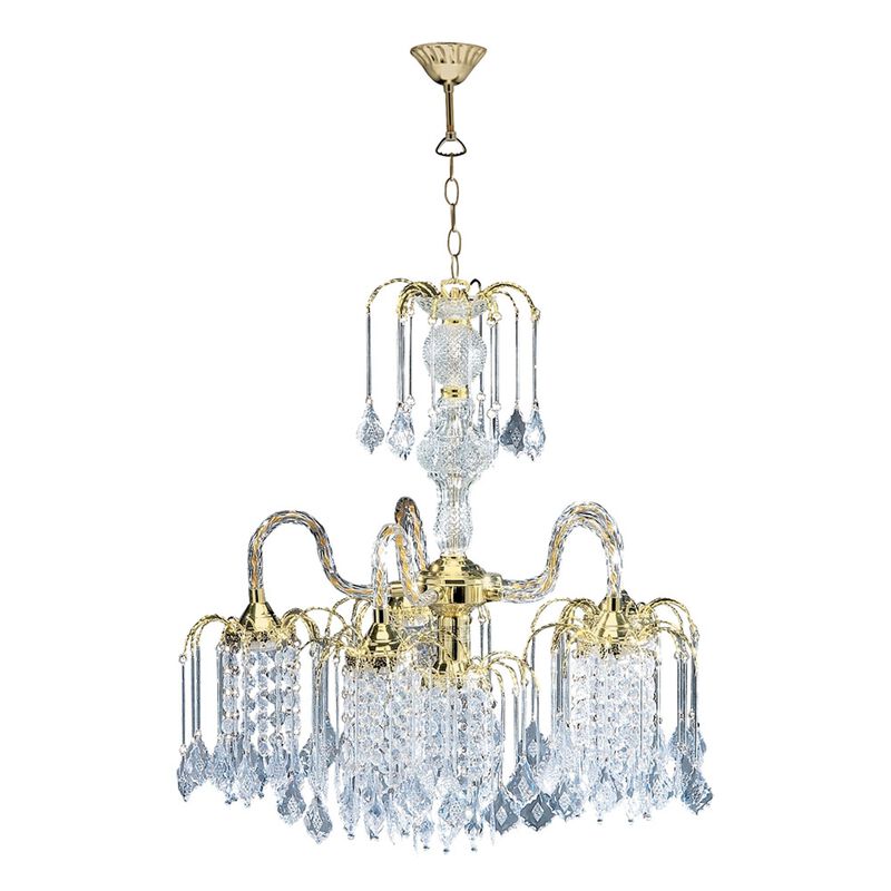 Hivvago Two Tier Crystal and Gold Hanging Chandelier Light