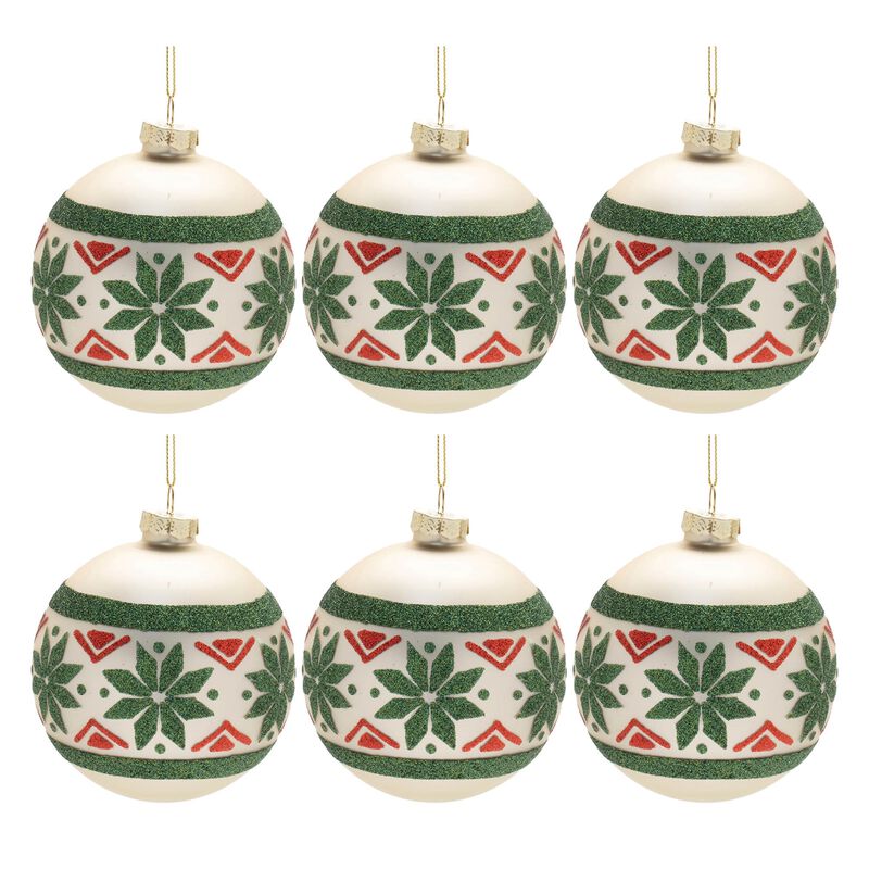 Nordic Glass Ball Ornaments (Set of 6) &ndash; Scandinavian-Inspired Christmas Tree Baubles for Minimalist Holiday D&eacute;cor