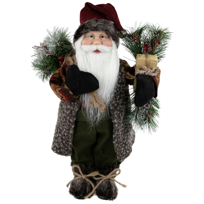 16" Country Rustic Santa Claus with Present Christmas Figure image number 0