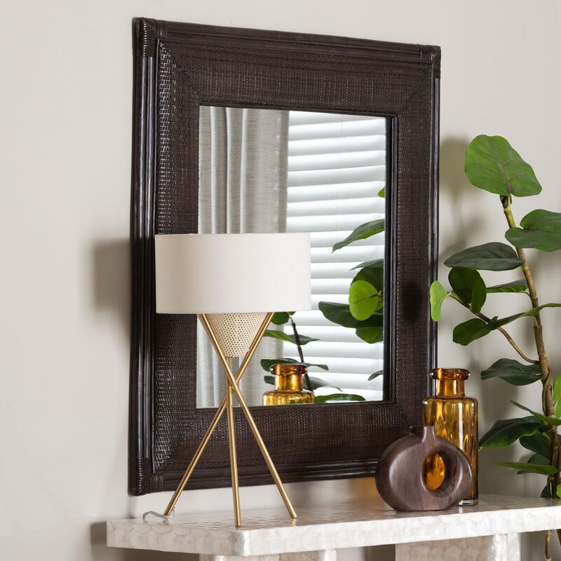 bali & pari Candela Natural Rattan Wall Mirror - Handwoven Wicker Accent Piece with Inset Mirrored Glass and Textured Frame image number 3