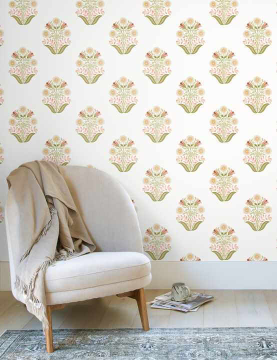 Sophie Pink Floral Medallion Peel & Stick Wallpaper