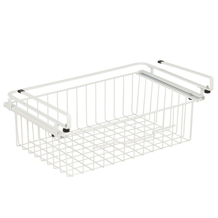 mDesign Large Wire Hanging Pullout Drawer Basket - Attaches to Shelving