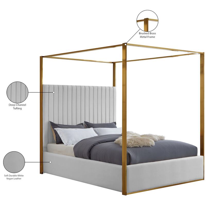 Meridian Furniture Jones White Vegan Leather Queen Bed