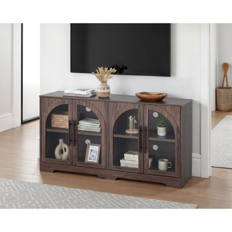 Zekwis Farmhouse Wood TV Stand Media Console image number 2