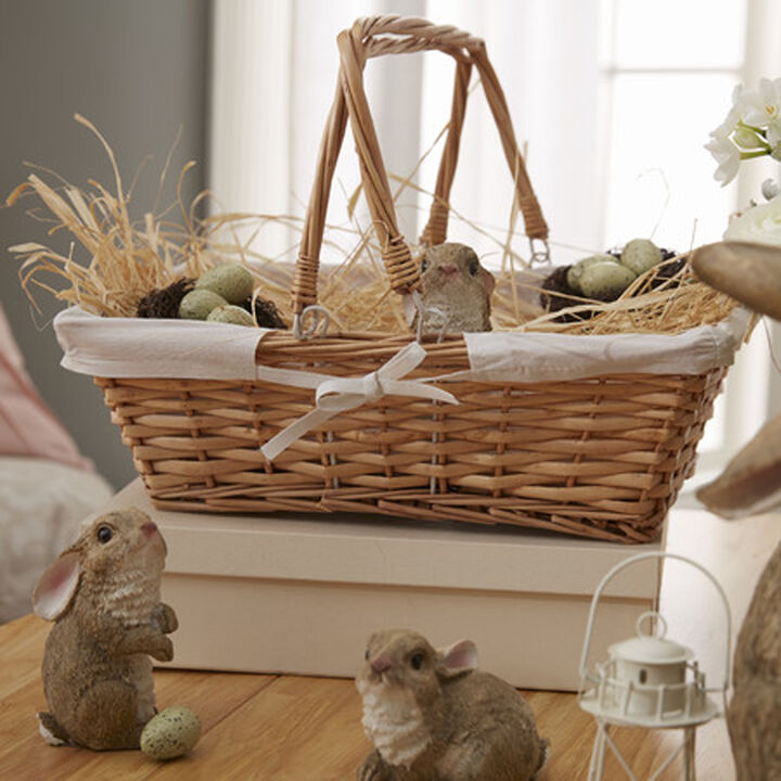 Rectangular Willow Basket with White Fabric Lining
