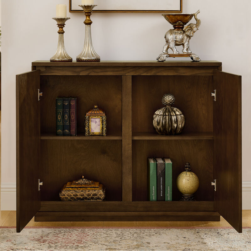 Merax Elegant V-Shape Fluted Sideboard - Multifunctional Storage Cabinet with Outlet Holes image number 4