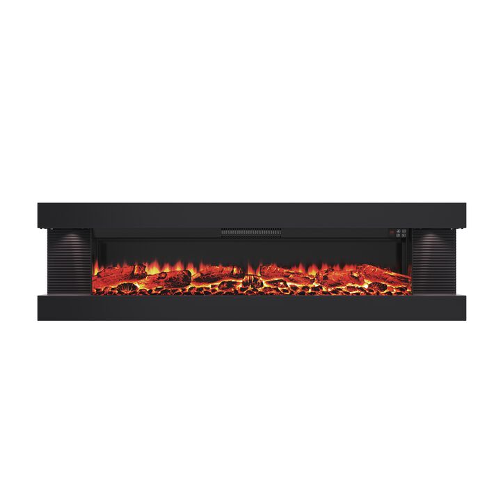 Mondawe Stylish Electric Fireplace Integrated 3-Sided Fireplace with 50" Suspended LED Light Mantel with Remote Control
