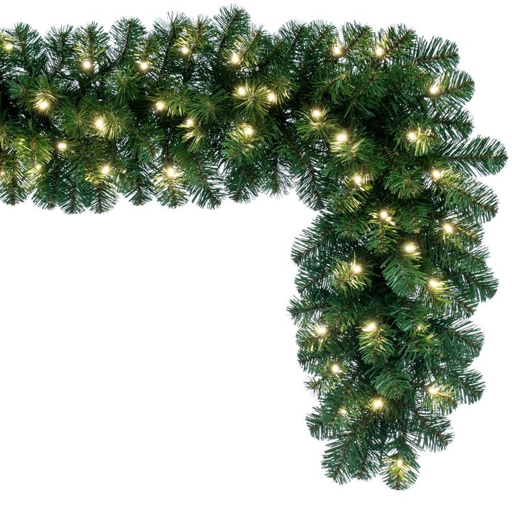 Vickerman 50' x 14" Oregon Fir Artificial Christmas Garland, Warm White Single Mold LED Wide Angle Lights - Faux Fir Christmas Garland - Indoor or Outdoor Garland