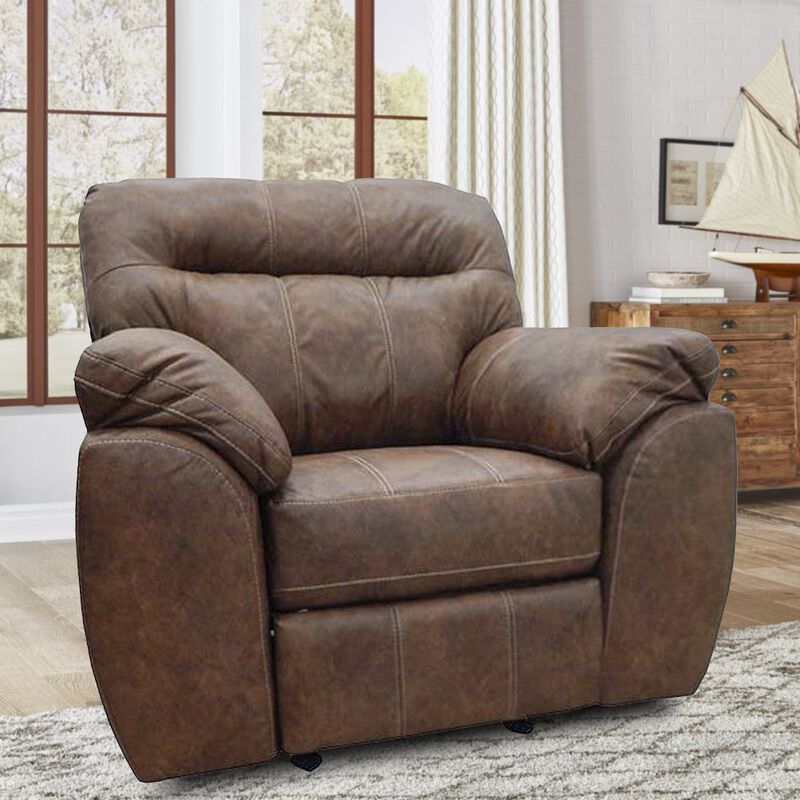 American Furniture Classics Rocker Recliner Chair in Brown Faux Leather