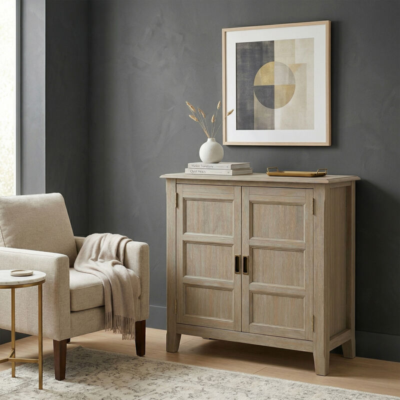 Burlington SOLID WOOD 30 inch Wide Transitional Low Storage Cabinet in Distressed Grey image number 2
