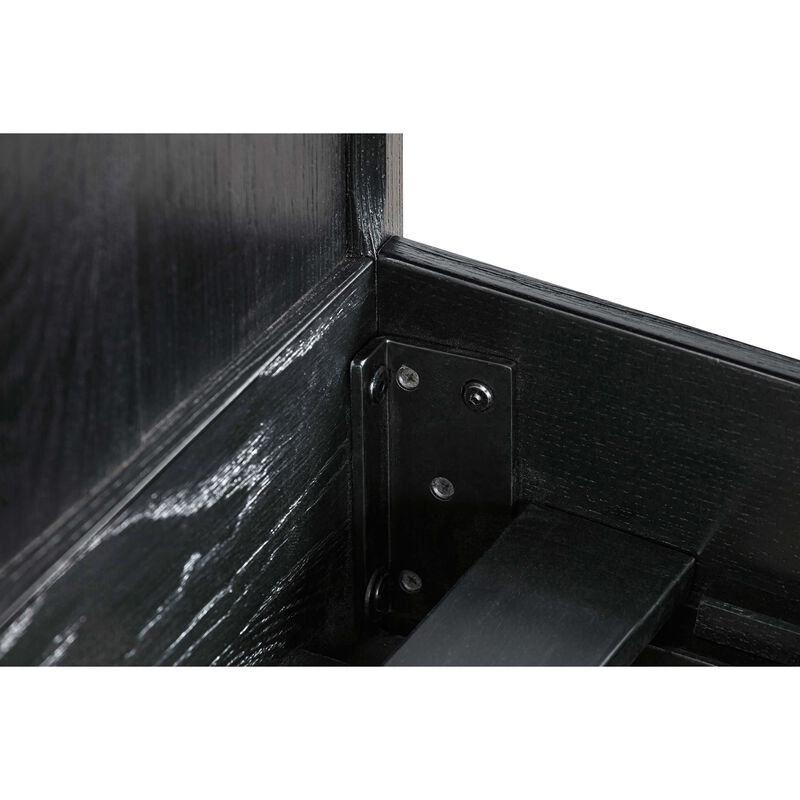 Deona 3pc King Size Bedroom Set with 2 Nightstand, Brushed Black Oak Wood