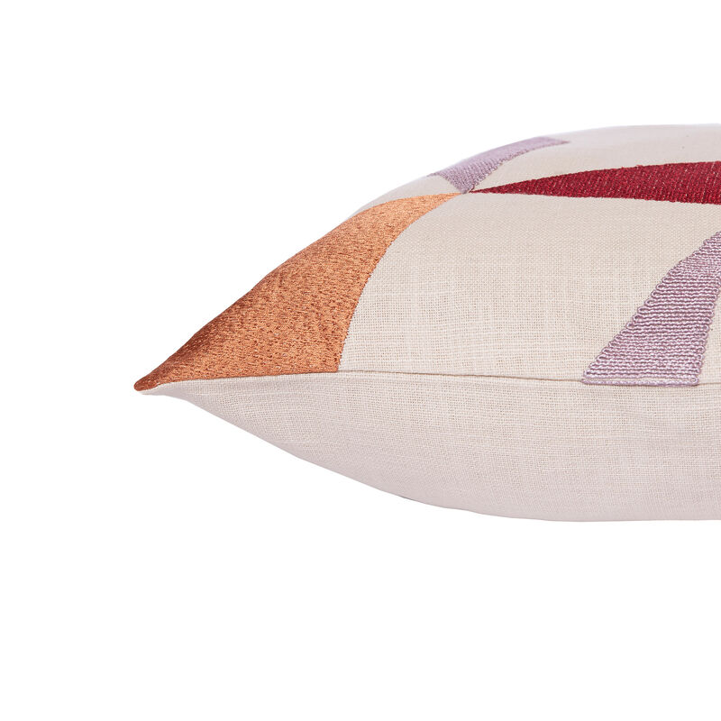 24" Geometric Cotton Blend Throw Pillow with Embroidery image number 2
