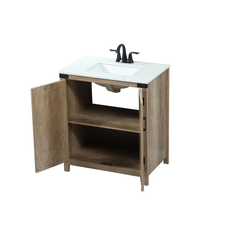 Elegant Kitchen and Bath 30 inch Single bathroom vanity in natural oak