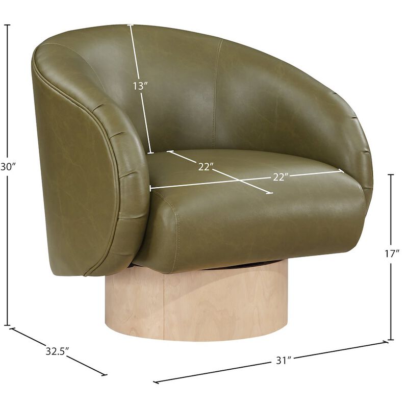 Meridian Furniture Gibson Olive Vegan Leather Swivel Accent Chair
