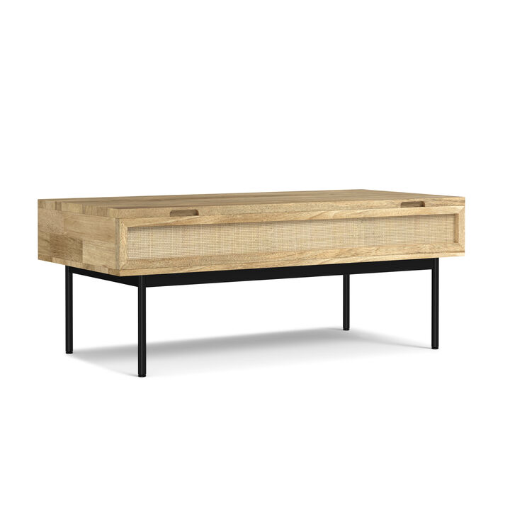 Reeves SOLID MANGO WOOD 46 inch Wide Rectangle  Lift Top Coffee Table in Natural