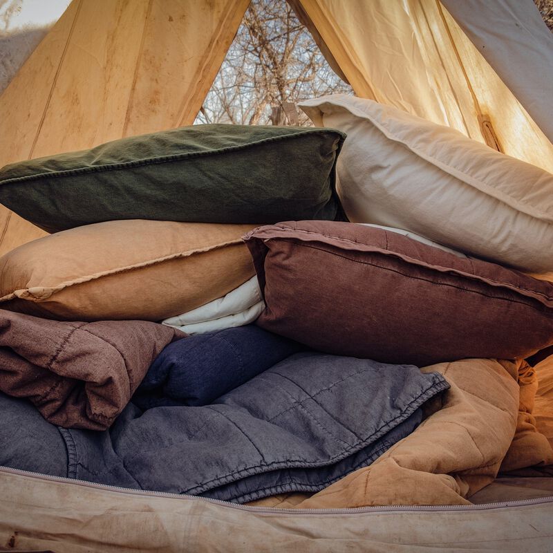 Stonewashed Green Cotton Canvas Twin Coverlet Set image number 3