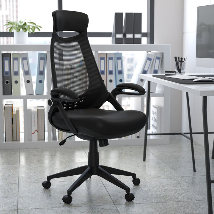 Ivan High Back Mesh Executive Swivel Office Chair with Flip-Up Arms