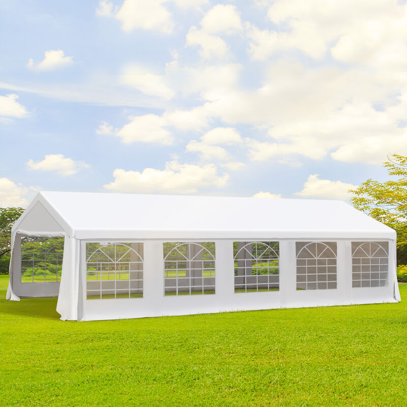 Outsunny 20' x 32' Heavy Duty Party Tent & Carport with Removable Sidewalls and Double Doors, Large Canopy Tent, Sun Shade Shelter, for Parties, Wedding, Outdoor Events, BBQ, White