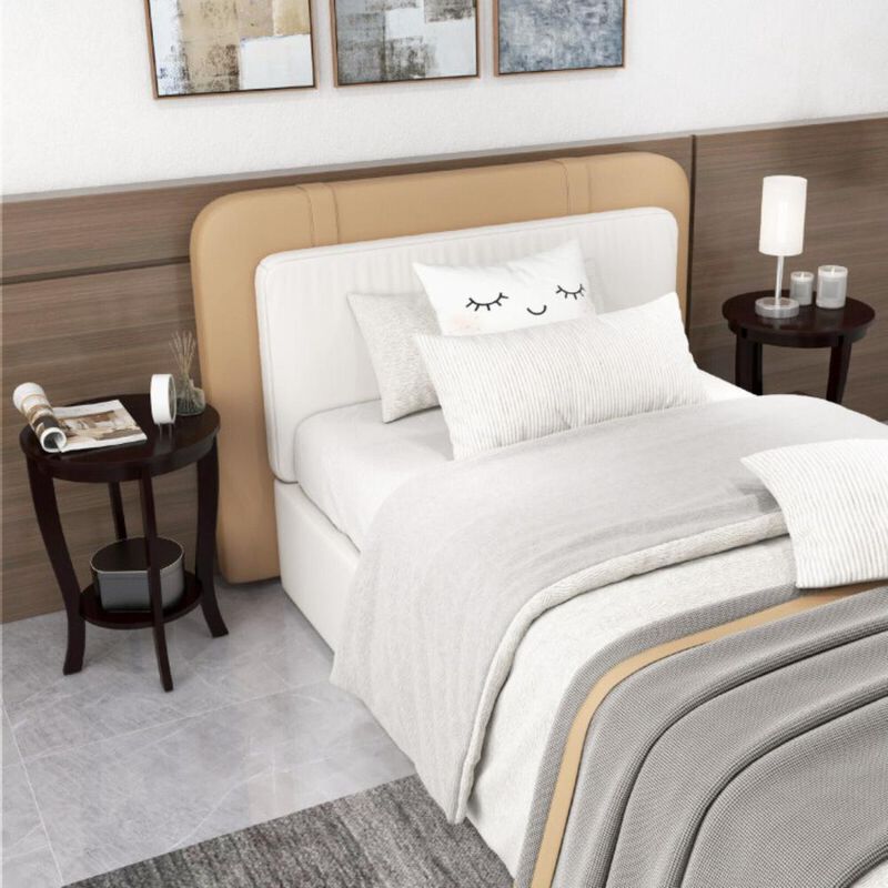 Hivvago 2-tier Round End Table with Solid Wood Legs