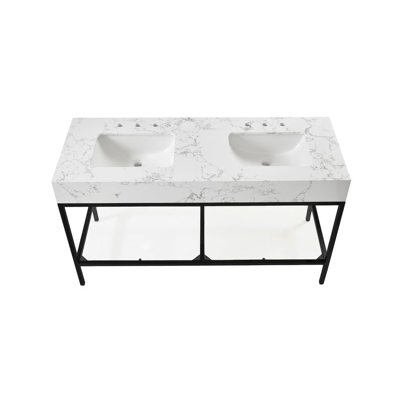 Meridian Furniture Marmo White Engineered Marble Bathroom Vanity