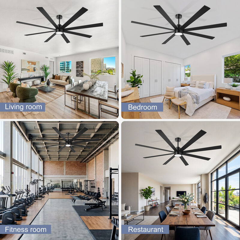 Breezary 72" Ceiling Fan with Light, 8 Blade, 6 Speed Remote Control, 3 Color Temps image number 8
