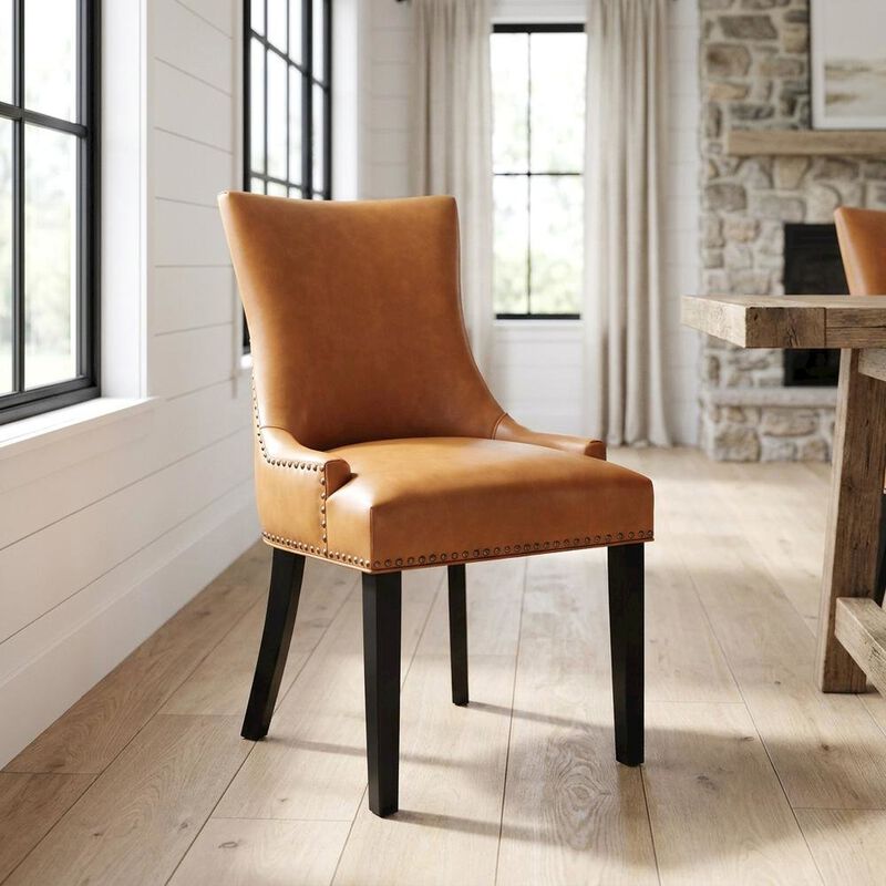 Vegan Leather Upholstered Dining Chair for Kitchen or Dining Room, Tan image number 3