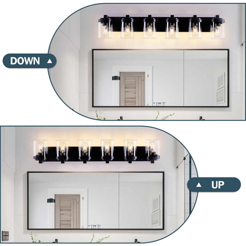 37.5 in. 6-Light Black Wall Sconce with Glass Shade image number 2