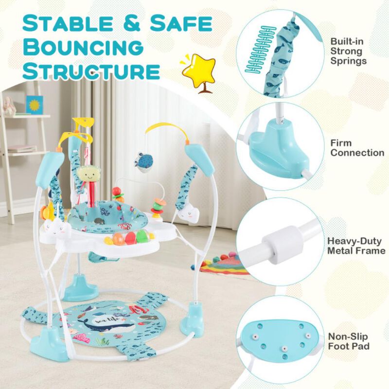 Hivvago Baby Activity Center Height Adjustable Baby Bouncing Saucer with Interactive Toys