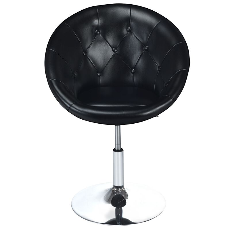 1 Piece Modern Adjustable Swivel Round PU Leather Chair-Black