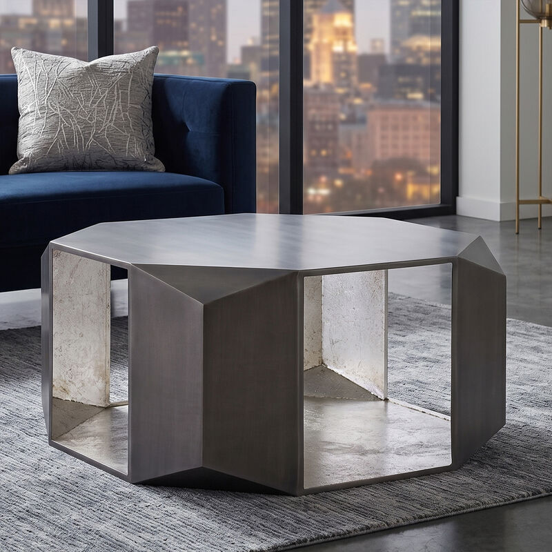 Lorvique Gold Hexagon Coffee Table image number 5