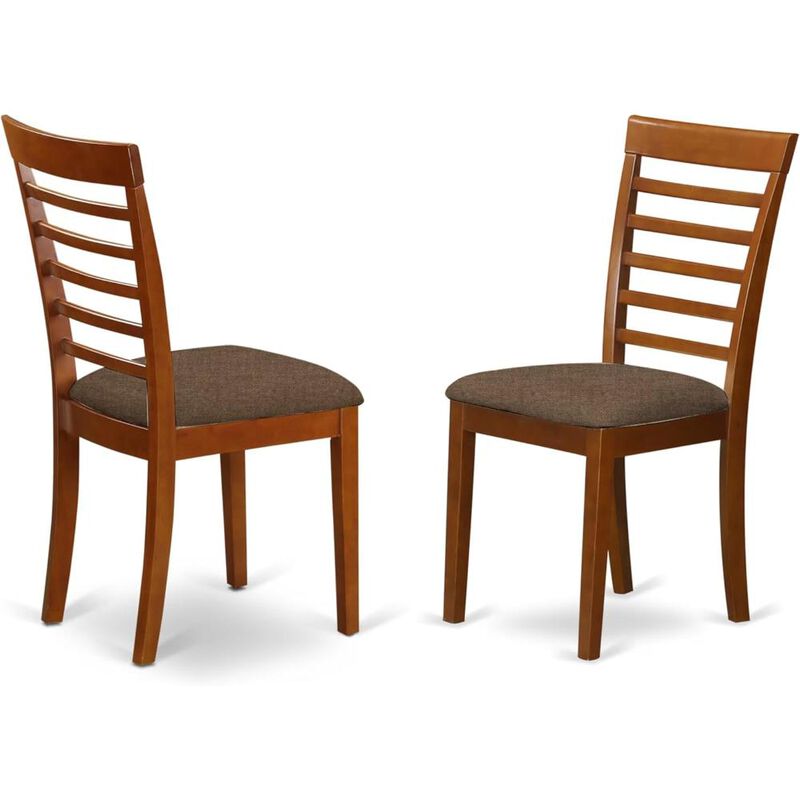 5 Pc set Milan with Leaf and 4 Fabric Dinette Chairs in Saddle Brown .