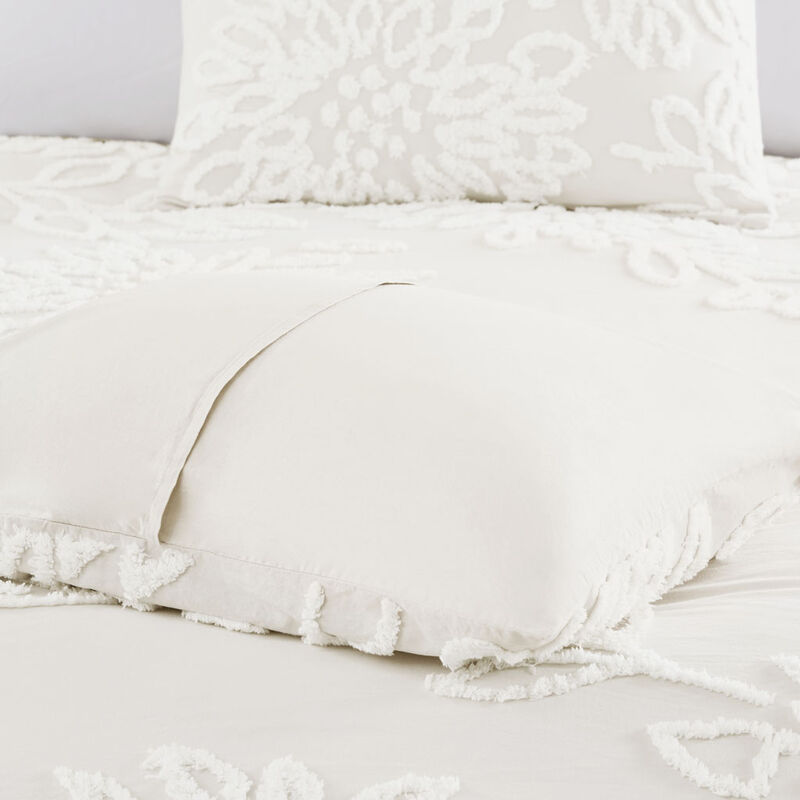 Gracie Mills Anita 3-Piece Farmhouse Tufted Cotton Chenille Floral Comforter Set