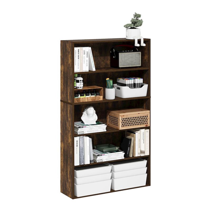 Pasir 5-Tier Open Shelf Bookcase, Bookshelf, 31.5 Inch Wide, Amber Pine