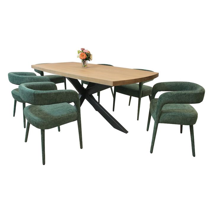 Logan 82 Dining Table with 3 sets of Galway Teal Side Chairs