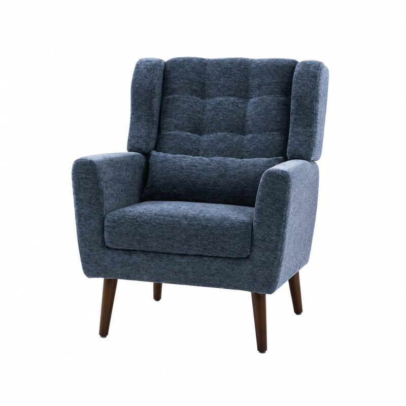 GOODSILO Upholstered Chenille Accent Armchair with Pillow, Comfy Padded Lounge Chair for Small Spaces, Living Room, Bedroom image number 0