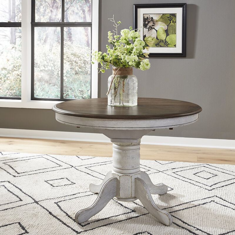 Liberty Furniture Pedestal Table Set- White in Rubberwood Solids image number 2