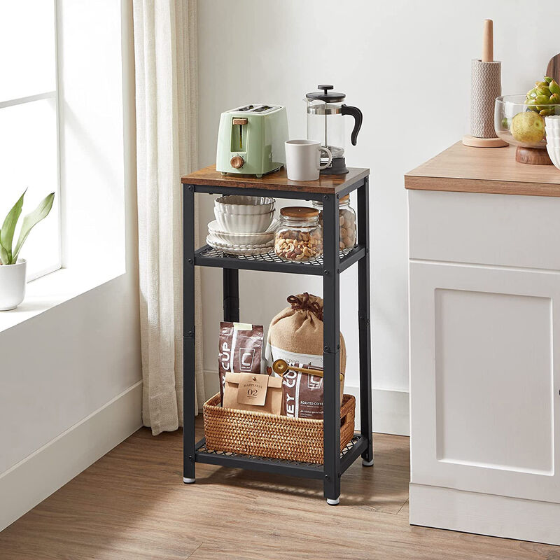 Side Table with 2-Tier Mesh Shelves – End Telephone Table Design