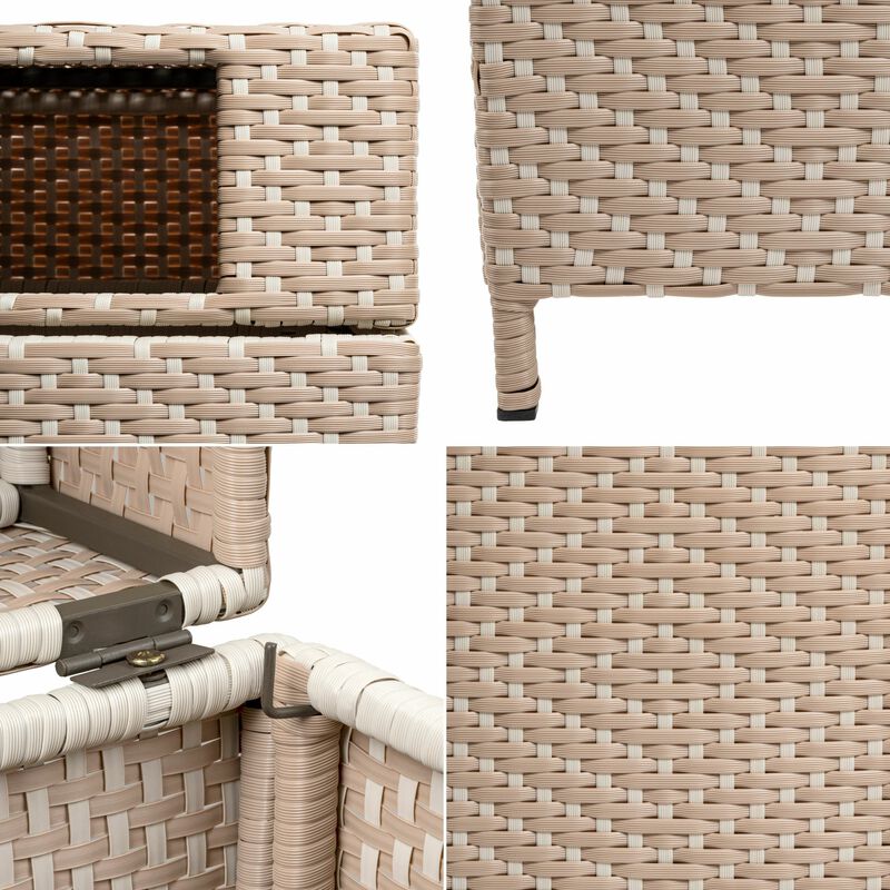 Keaton Modern All-Weather Wicker/Metal Lidded Hideaway Outdoor Trash Can