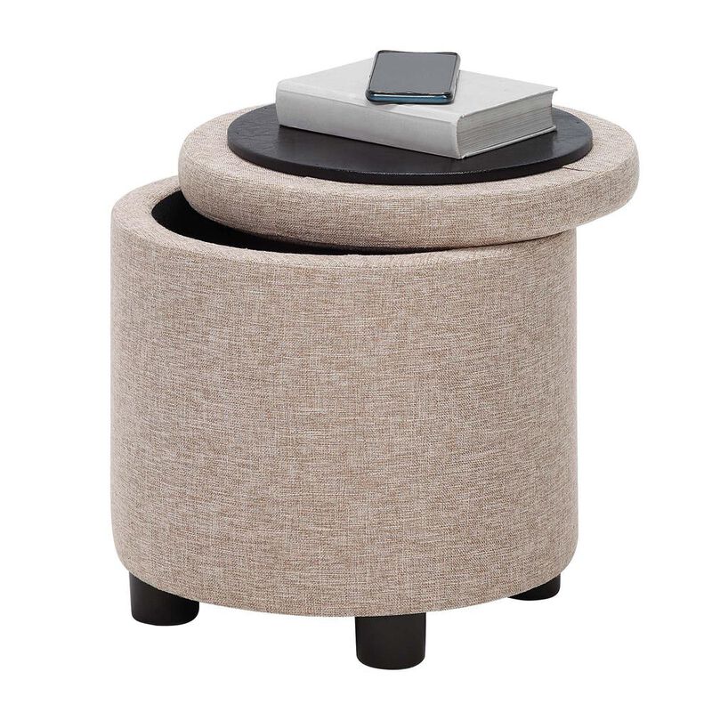 Convience Concept, Inc. Designs 4 Comfort Round Accent Storage Ottoman with Reversible Tray Lid