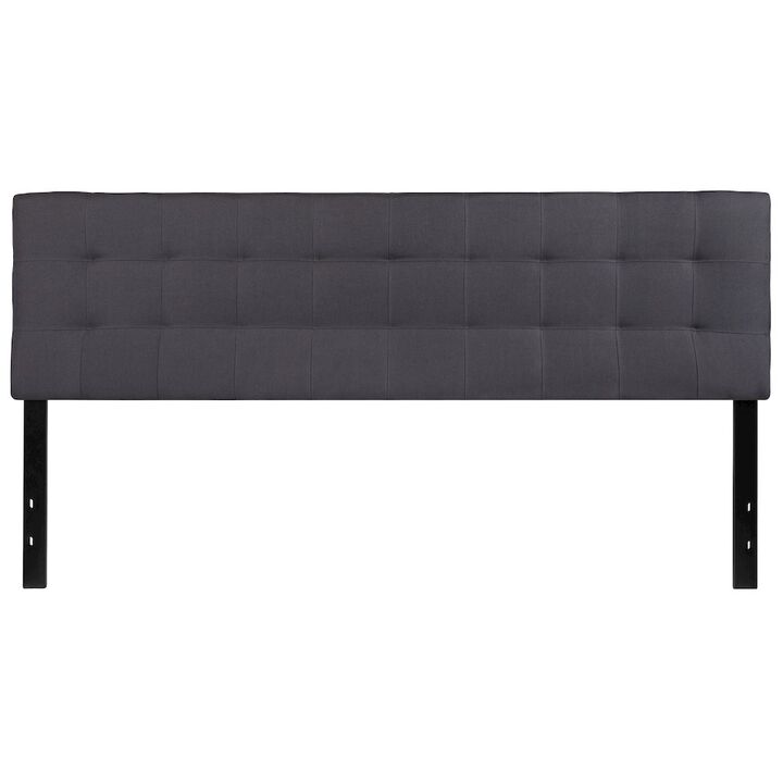 Flash Furniture Tufted Upholstered King Size Headboard in Dark Gray Fabric