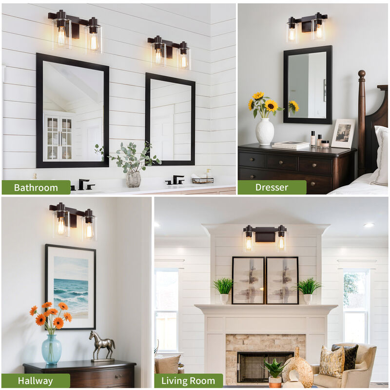 14" 2-Light Dimmable Indoor Wall Sconce with Clear Glass Shades image number 9