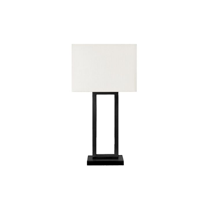 Lighting, Table Lamp, Usb Port Included, 28"H, Black Metal, Ivory / Cream Shade