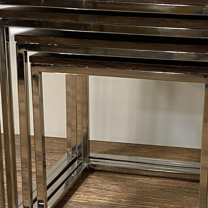 Set of 4 Modern Rustic Nesting Tables, Space-Saving Accent Tables for Living Room