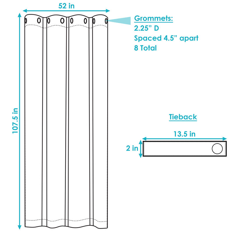 Sunnydaze Outdoor Blackout Curtain Panel - 52 in x 108 in