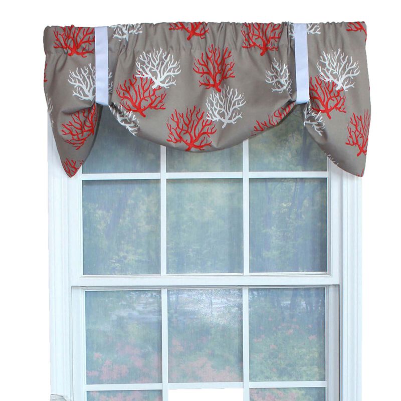 RLF Home Sea Coral Suspender Window Treatment Valance 3" Rod Pocket 50" x 16" Salmon Red image number 2