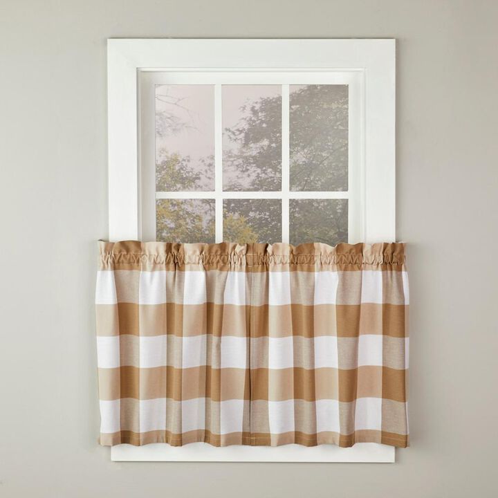 SKL Home By Saturday Knight Ltd Grandin Tier Curtain Pair - 57X36", Tan/White