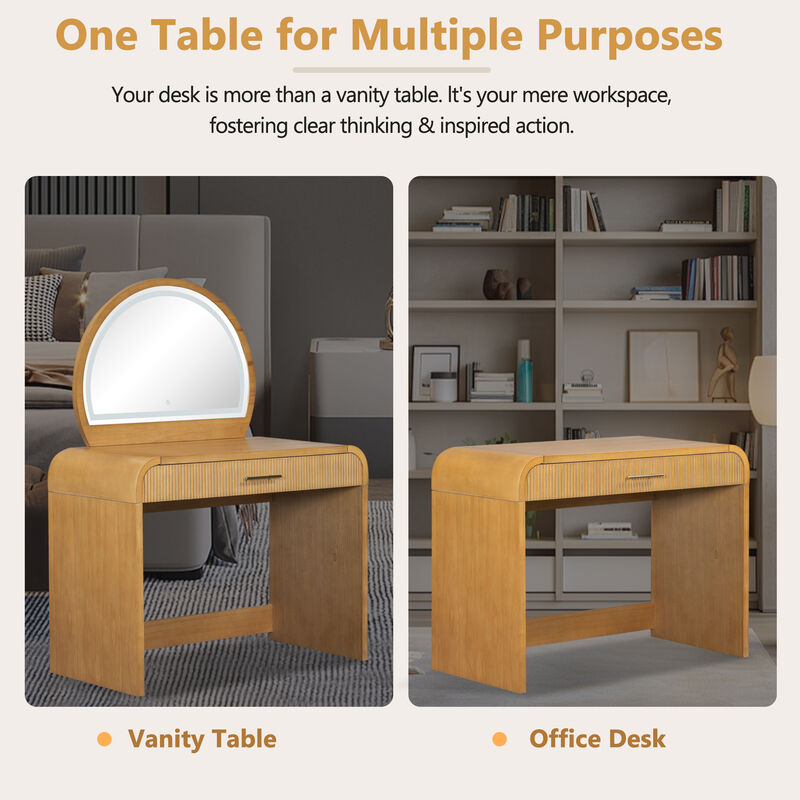Merax Multi-Functional Curved Edge LED Makeup Vanity Table image number 6