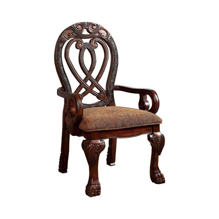 Wyndmere Traditional Arm Chair, Cherry Finish, Set of 2-Benzara