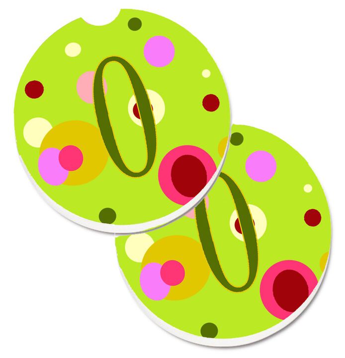 Caroline's Treasures Letter O Monogram - Lime green Set of 2 Cup Holder Car Coasters CJ1010-OCARC, 2.56, Multicolor