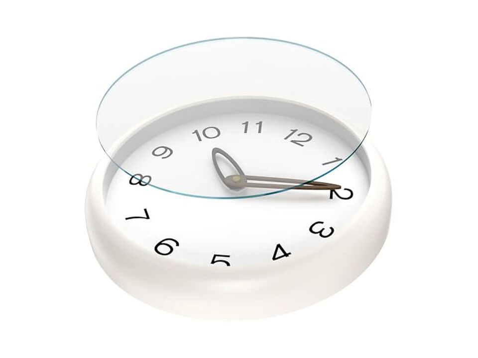 Off White Shatterproof Tempered Glass Safe Wall Clock 12 Inch Silent Non Ticking
